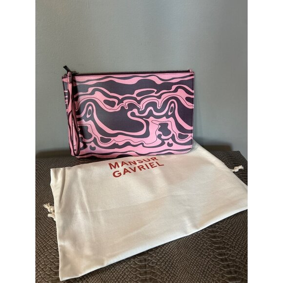 MANSUR GAVRIEL Zip Pouch Leather Flamingo Plum Womens - Picture 5 of 9